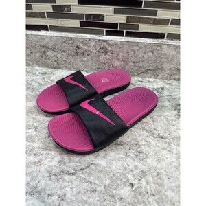 Girls Size 4 Y NIKE Slide Kawa 819353 001 PINK BLACK Slides Slip On Sandlas